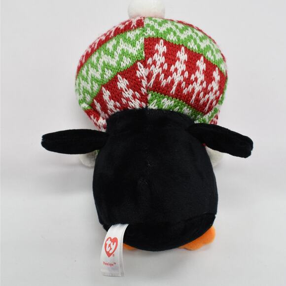 TY Beanie Boo Penelope Penguin 6" plush small stuffed animal w/ hat glitter eyes - Picture 2 of 5